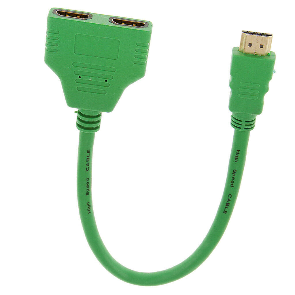 New 1080P   Port Male to 2 Female 1 In 2 Out Splitter Cable Adapter Green