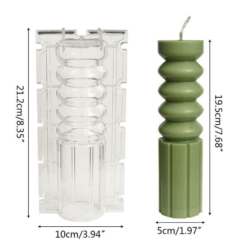 Striped Cylinder Candle Plastic Mold with Screws Clear Handmade DIY Craft Mould