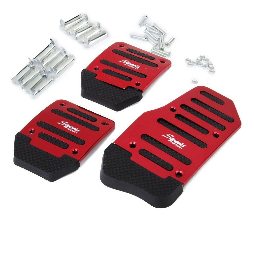 Non-Slip Auto Car Pedal Manual Series Kit Brake Clutch Foot Treadle Pad CoverRed