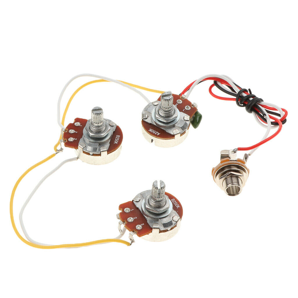 1 Set DIY Bass Wiring Harness A250K B250K Potentiometers for Jazz Bass Accessory