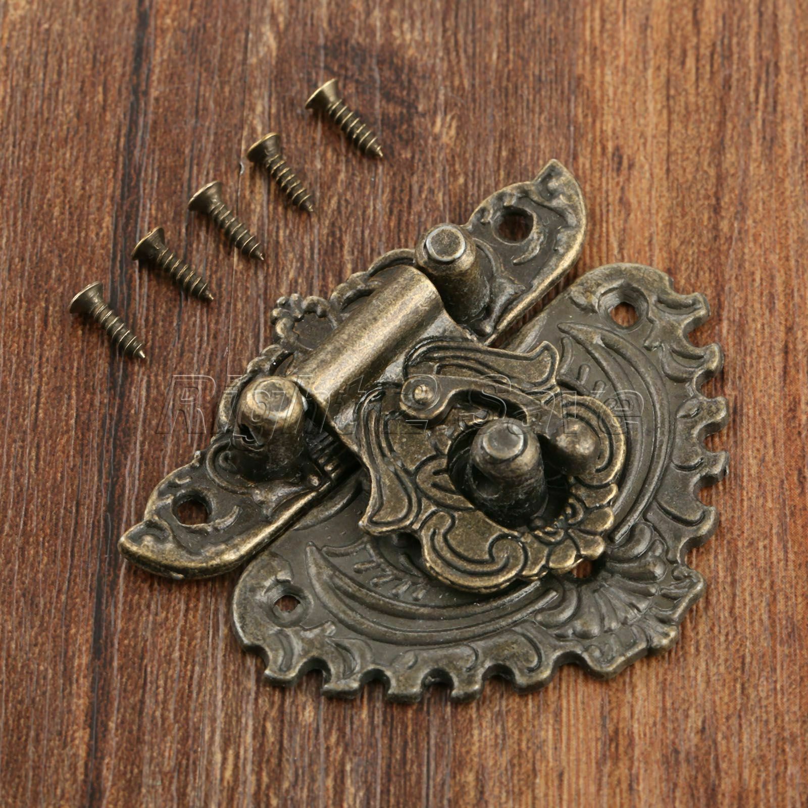 European Carved Decor Jewelry Box Latch Catch Hasps Retro Cabinet Clasp Buckle