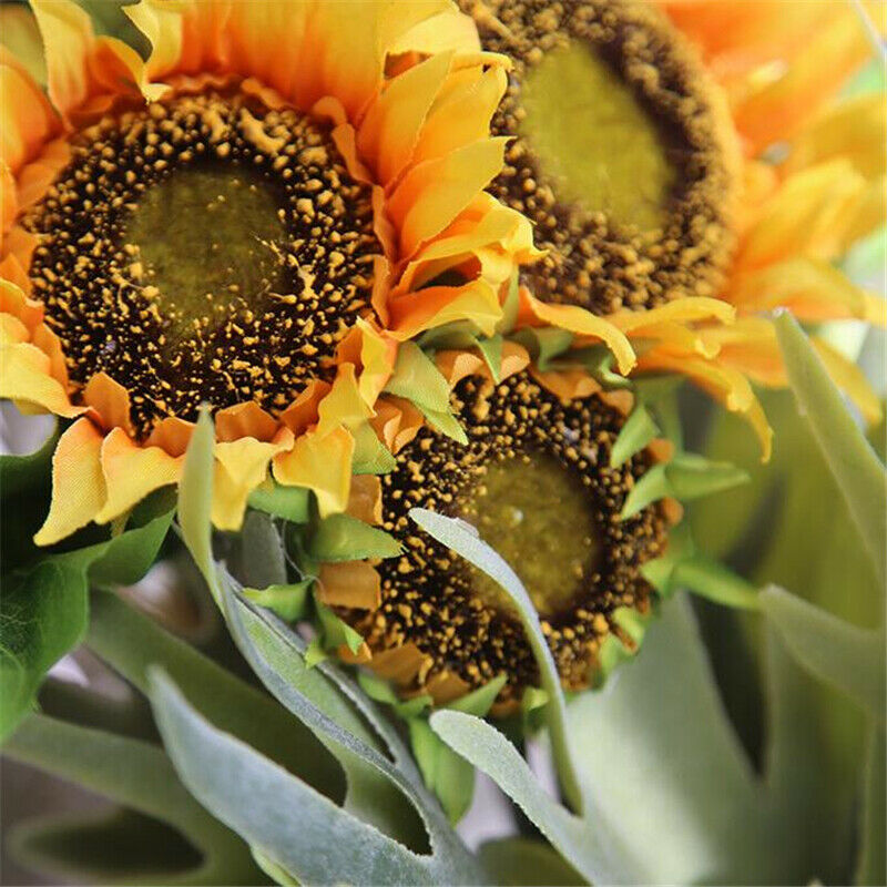 7 Heads Elegant Yellow Sunflower Silk Artificial Flowers Bouquet Home Decor