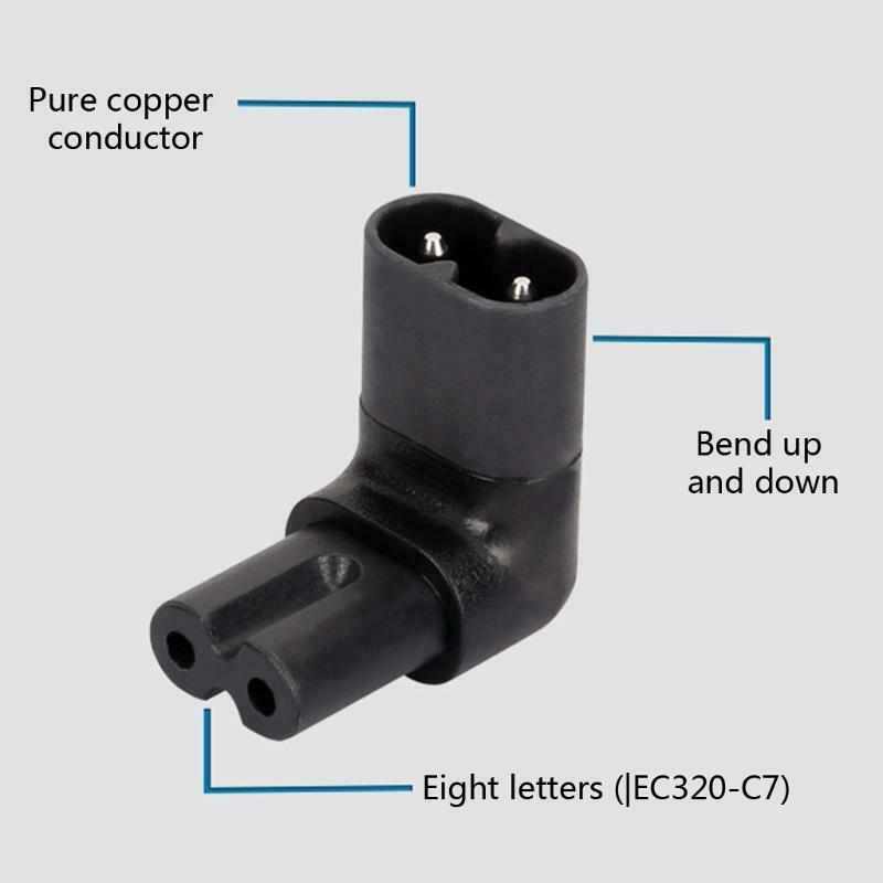IEC320 C7 To C8 90 Degree Right  Angle AC Power Adapter 2 Prong Angle Adapter