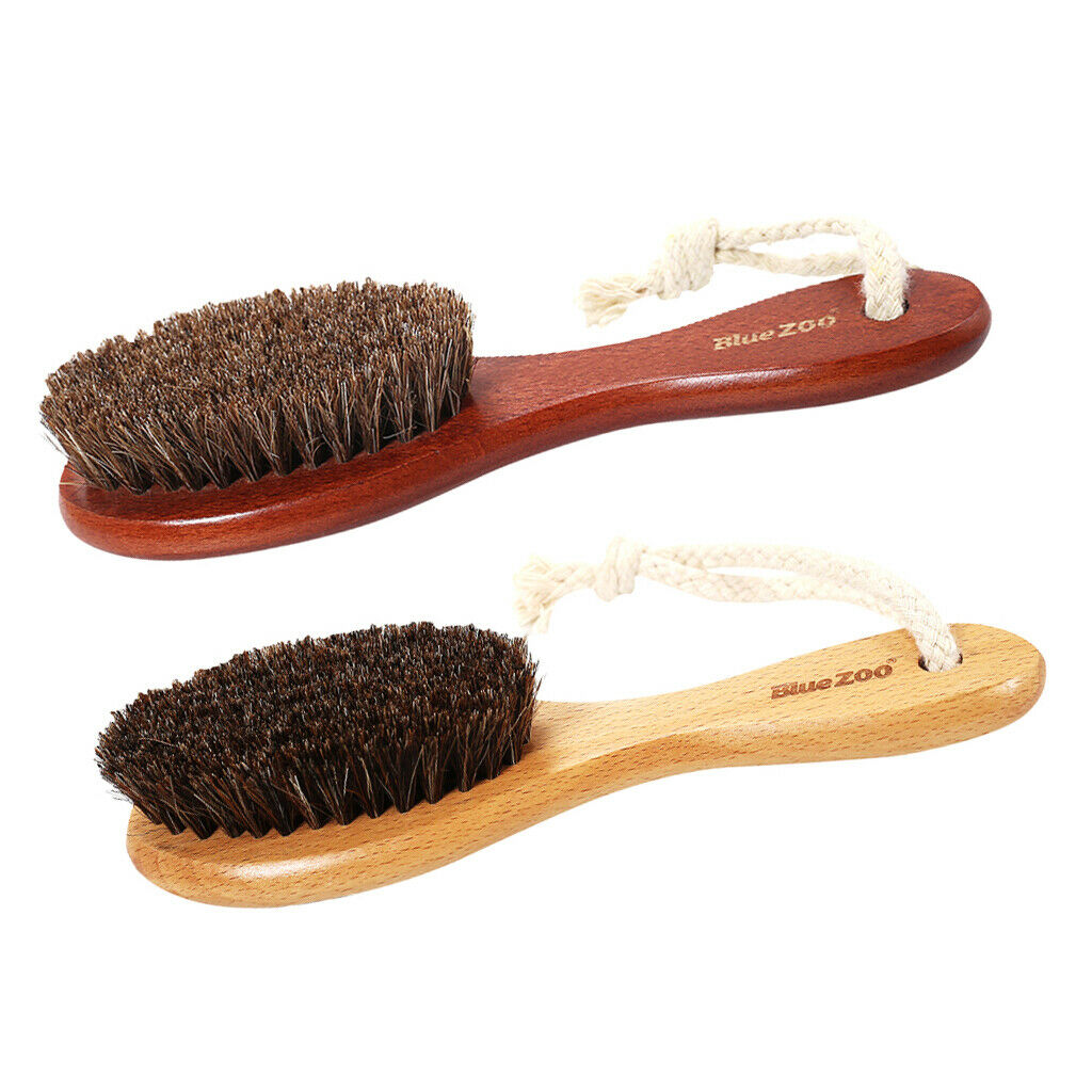 2x Pocket Size Mini Wooden Handle Hair Beard Brush for Men Styling Tool