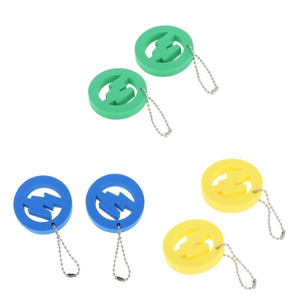 2X 2 Pieces Round Buoy EVA Floating Keychain Keyring Water Key Float Blue
