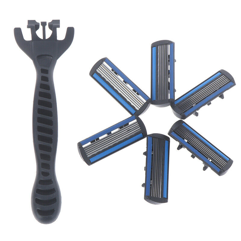 6 Layers Razor 1 Razor Holder + 6 Replacement Blades Head Cassette Hair T.l8