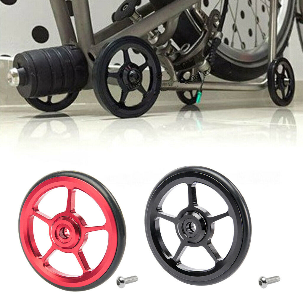 Set of 2 Bike Easy Wheels Bicycle Replacement for Brompton Wheel Red+Black