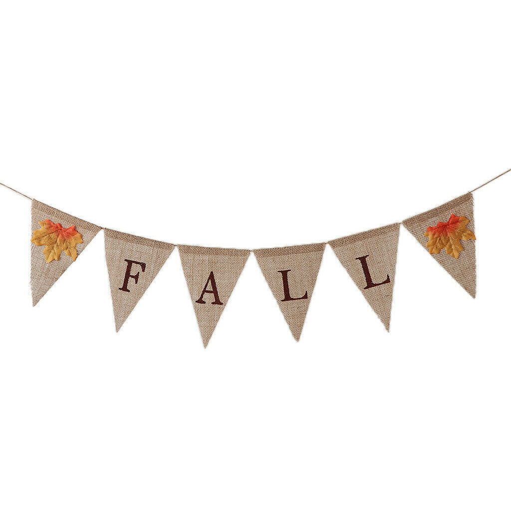 Rustic Burlap Fall Maple Leaf Banner Thanksgiving Party Hanging Sign