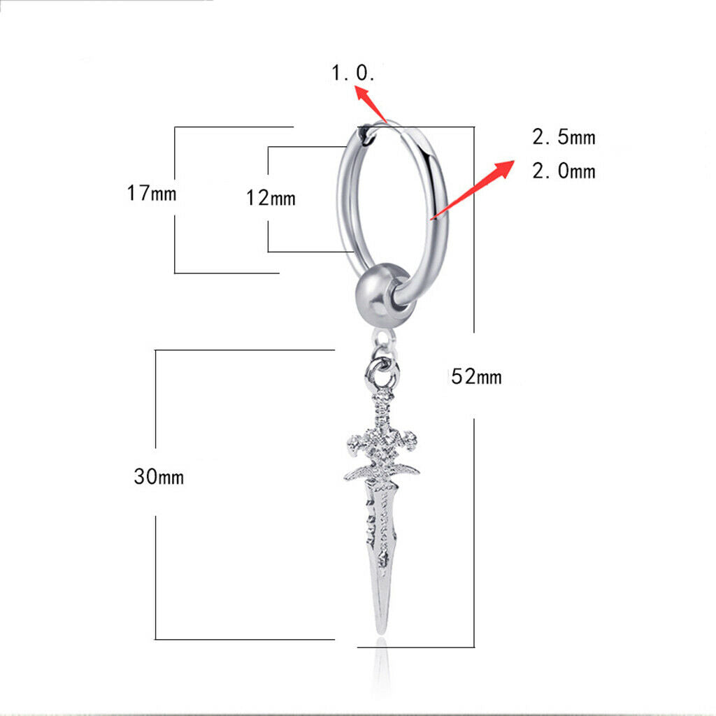 4pcs Stainless Steel Modern Long Dangle Earclips Spike Huggie Men & Women