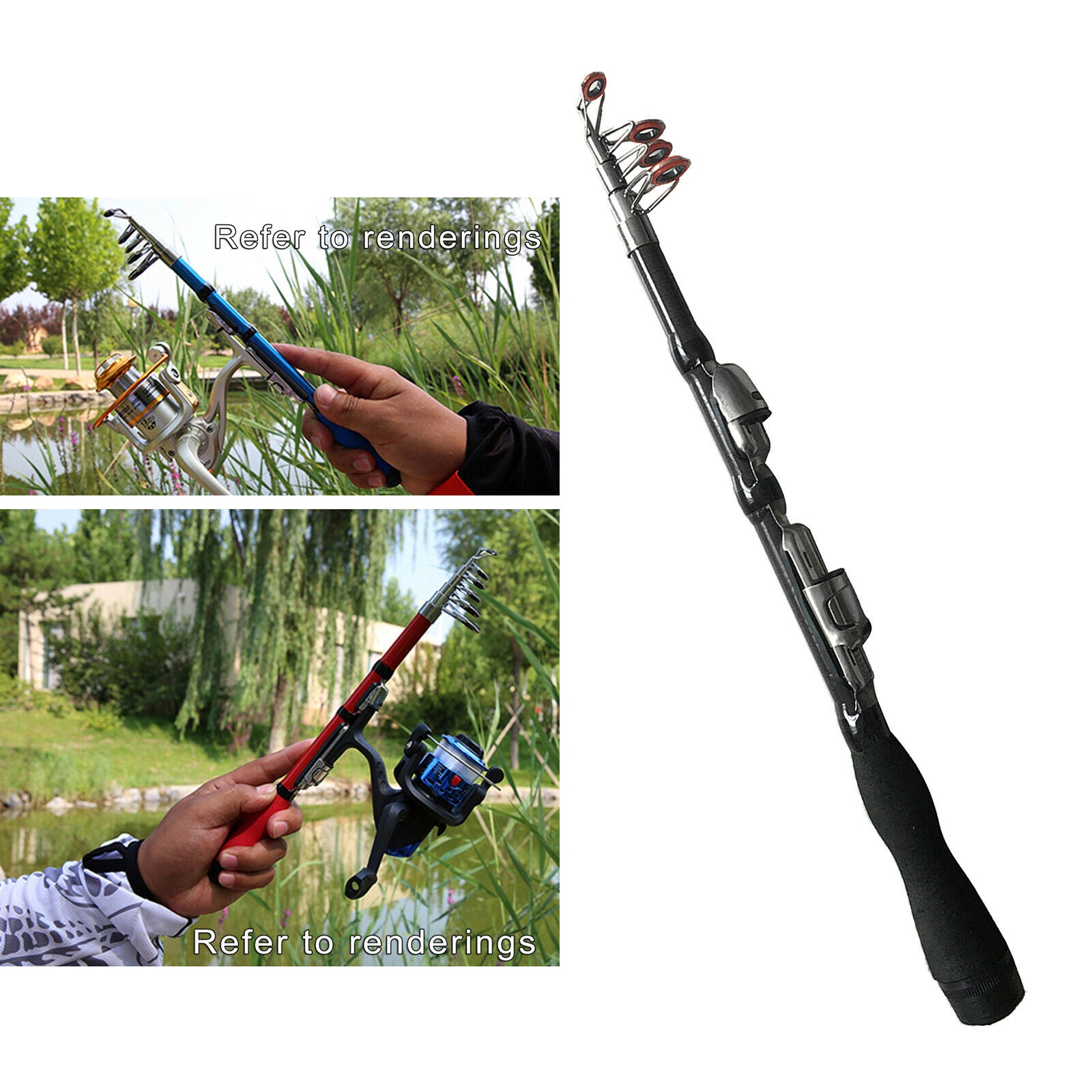 2Pc 1m Travel Telescopic Fishing Rod Collapsible   Pole for Saltwater Sea