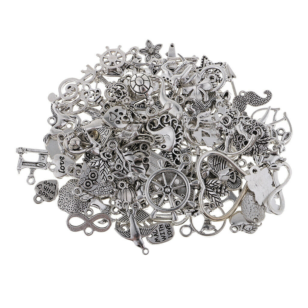 100pcs Assorted Many Style Alloy Charms Pendants Jewelry Making Accessories