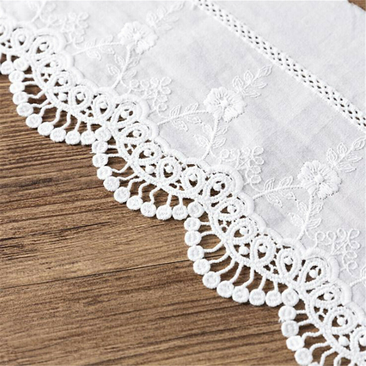 5Yards Embroidery Floral Cotton Lace Trim Ribbon Wedding Fabric DIY Sewing Craft