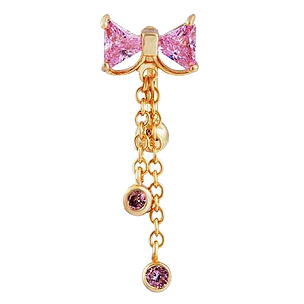 14G Butterfly Charms Belly Button Bar Navel Ring Piercing Jewelry Rose Red