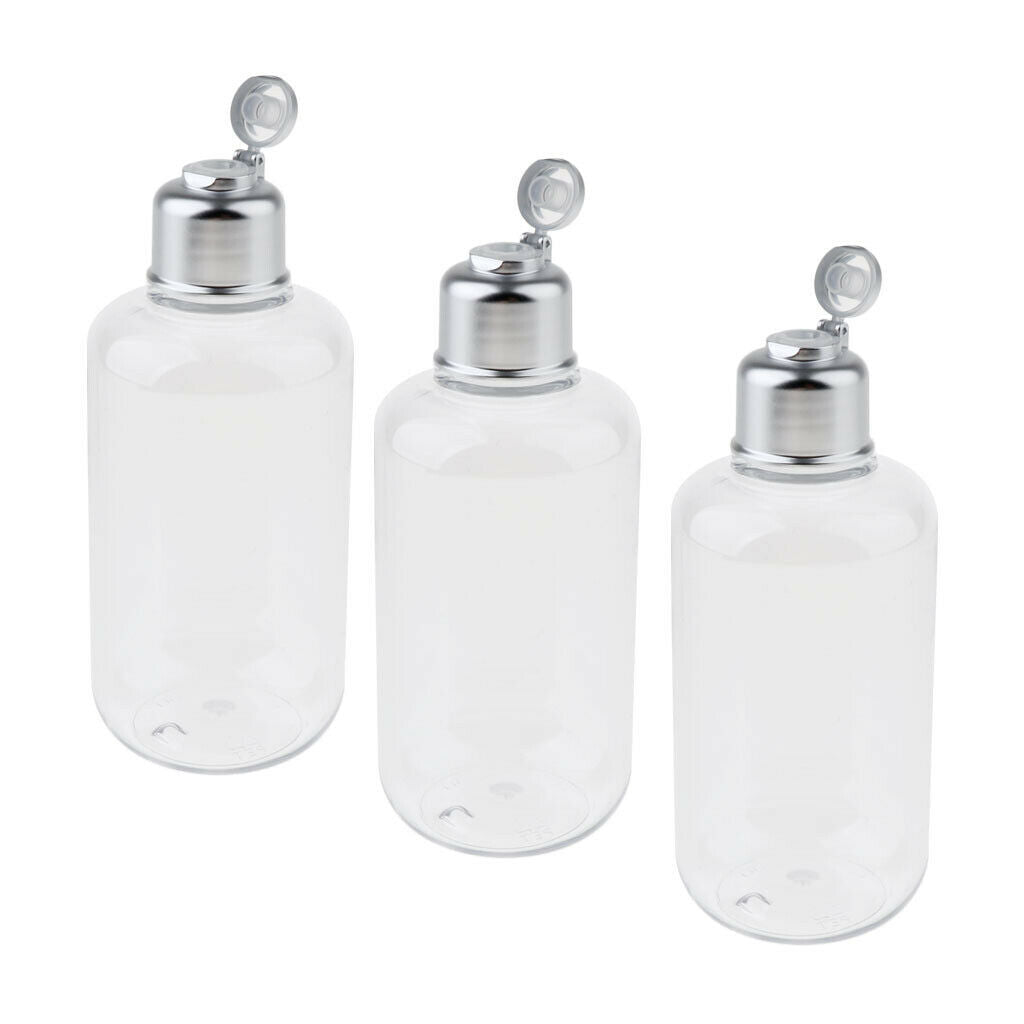 3pcs Empty PET Plastic Bottle with Flip Lid Refillable Container Clear 200ml