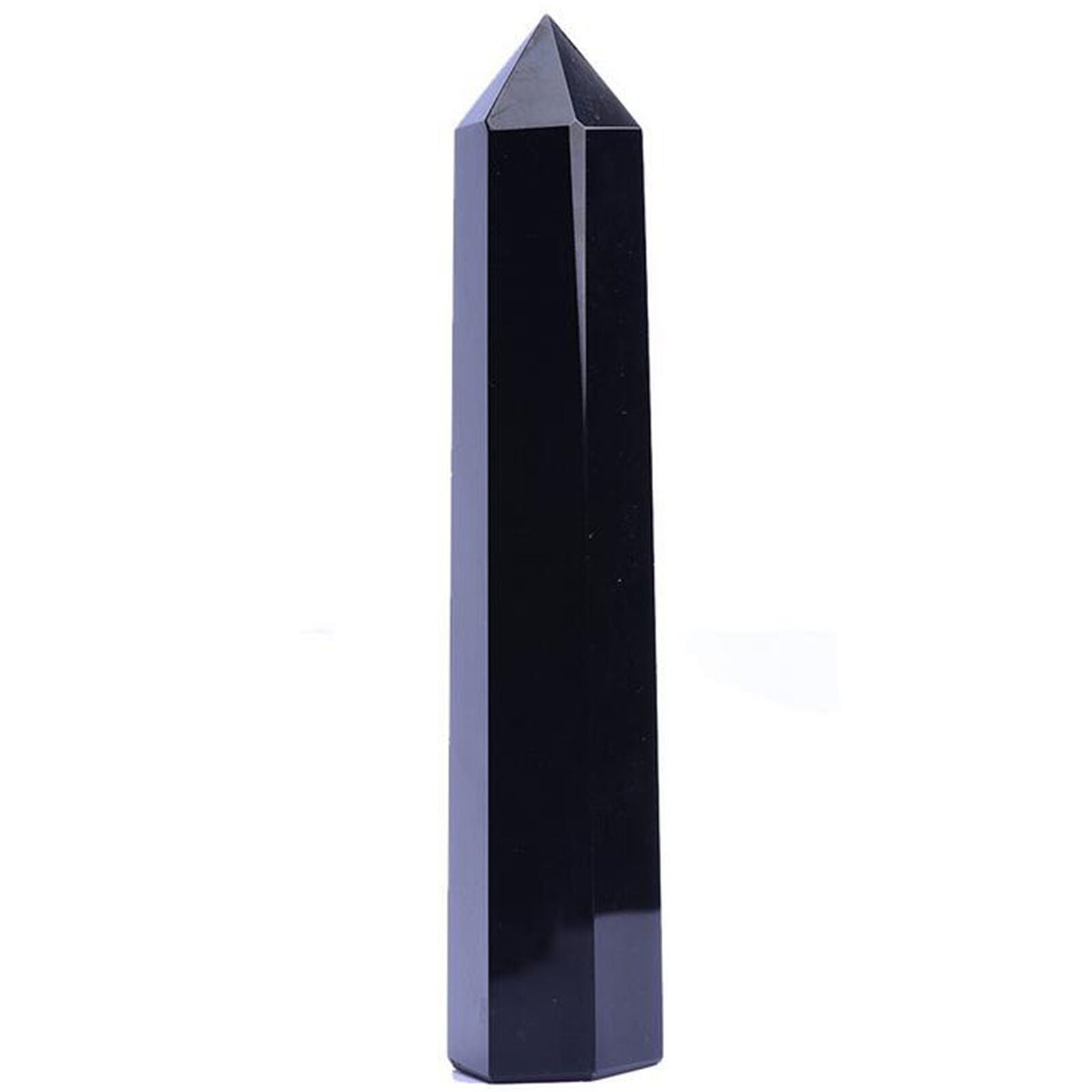 Natural Black Obsidian Obelisk Crystal Column Wand Point Healing Stone