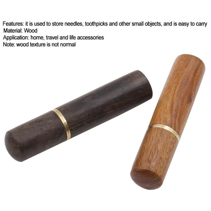 2Pcs Portable Toothpick Bucket Wood Toothpick Holder Bucket Mini Box Needle  SJ