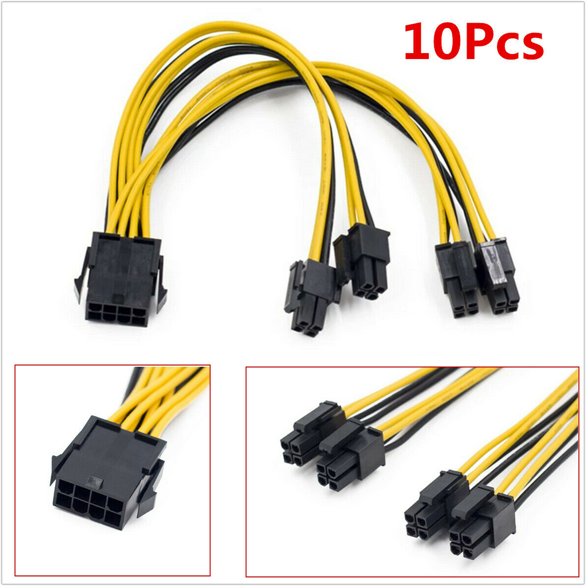 10Pcs CPU 8 Pin to Dual 8 Pin EPS 12V Motherboard Power Supply Cable Y-Splitter