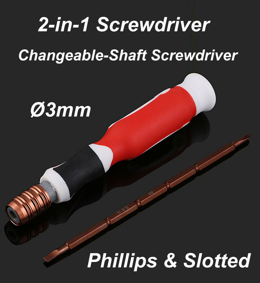 Ø3mm 2-in-1 Screwdriver Phillips & Slotted Screwdriver Cr-V With Magnetic Steel