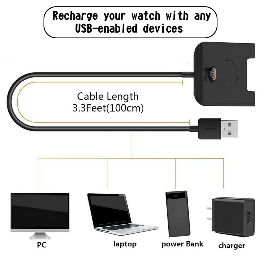 USB Charging Cradle Dock + Anti-dust Cap Fit Garmin Fenix 5 5S 5X Plus Watch B5