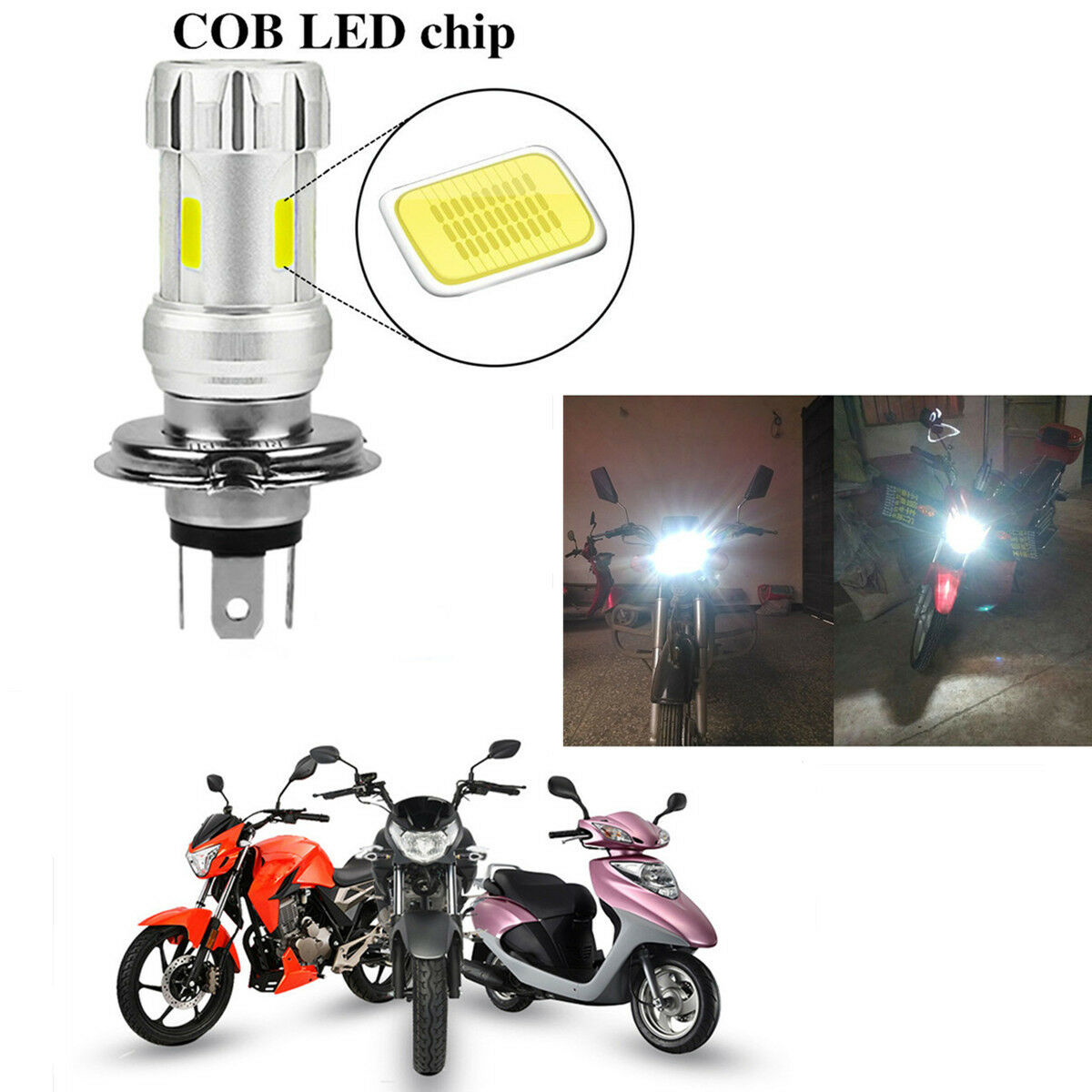 3 Sides Super Bright White H4 LED Bulb 36W LED Motorcycle Headlight Head Lamp