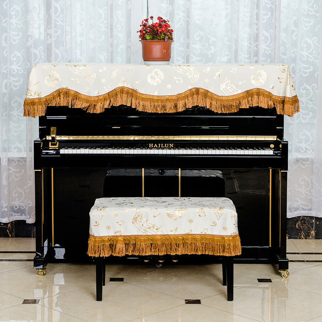 Yellow Piano Half Cover Cloth+Piano Stool Chair Bench Cover for Pianist Gift