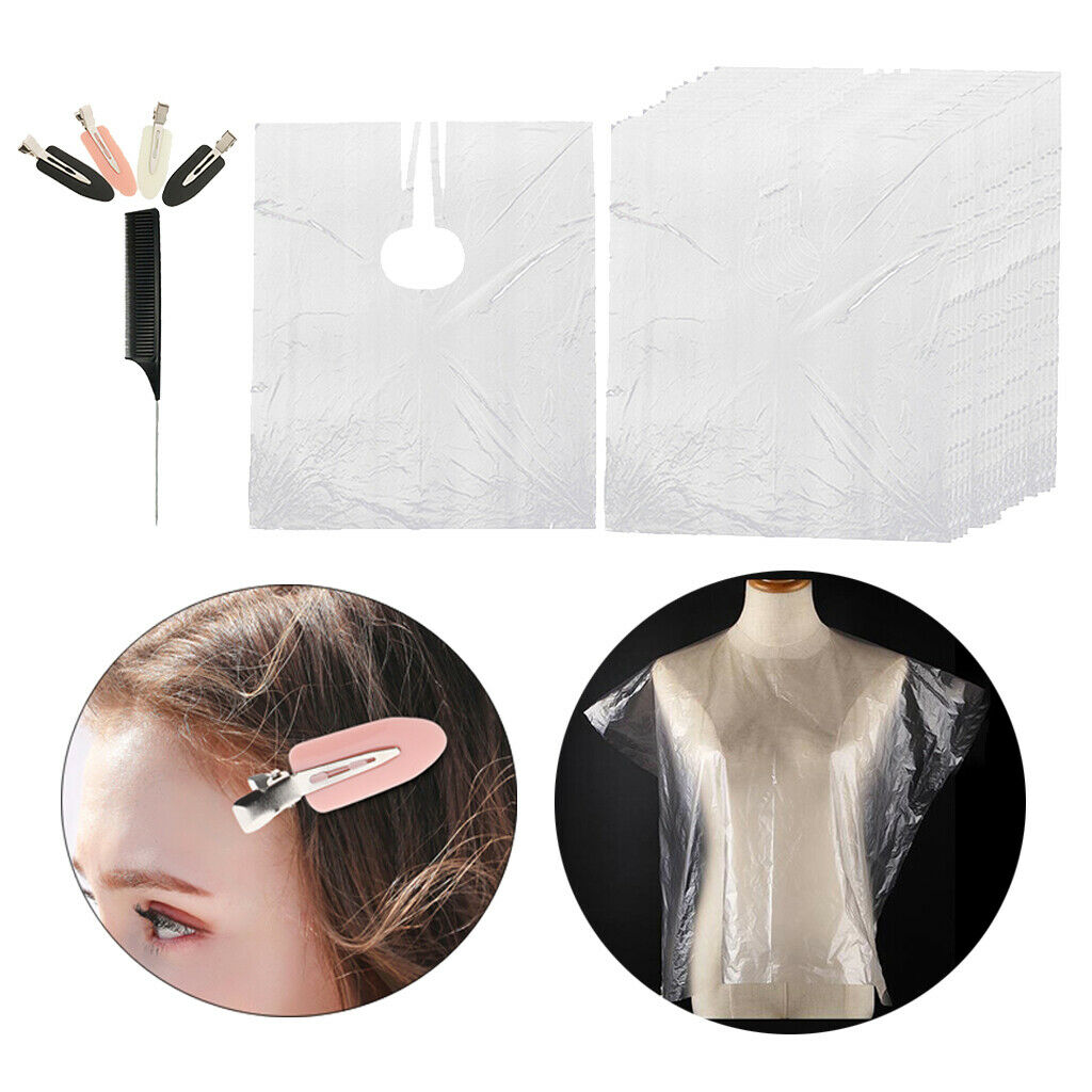 100X Disposable Hair Cutting Cape Gown Clear Hairdressing Apron for Barber Shop