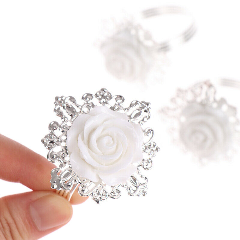 4Pcs/lot Wedding Rose Flower Napkin Buckle Napkin Rings Rose Flower Dinne.l8