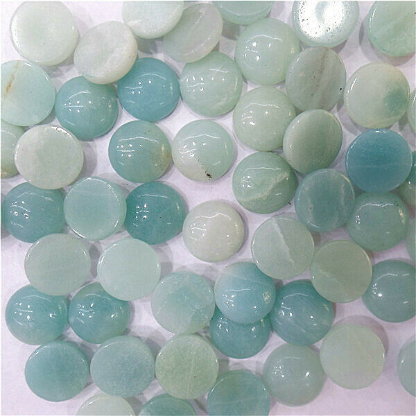 100Pcs 10mm Wholesale Natural Amazonite Gem Round Cab Cabochon DIY HH7108