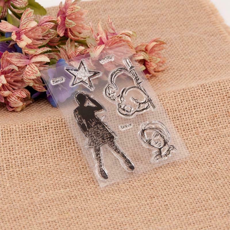 Woman Silicone Clear Seal Stamp DIY Scrapbooking Embossing Photo Album Decor
