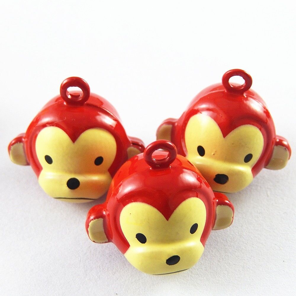 10pcs Brass Cute Monkey Head Jingle Bells Pendant Pet Bells Dog Cat Bells Lovely
