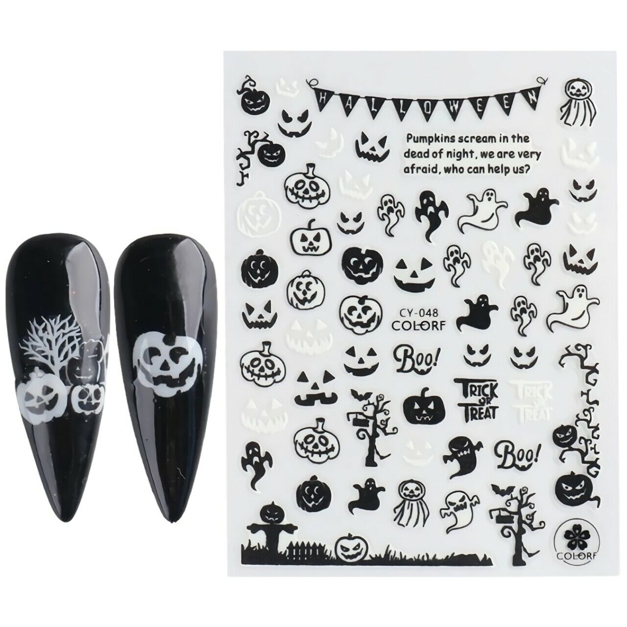 6pc/Set Halloween Luminous Nail Art Stickers Patterns for Women Girls Decoration