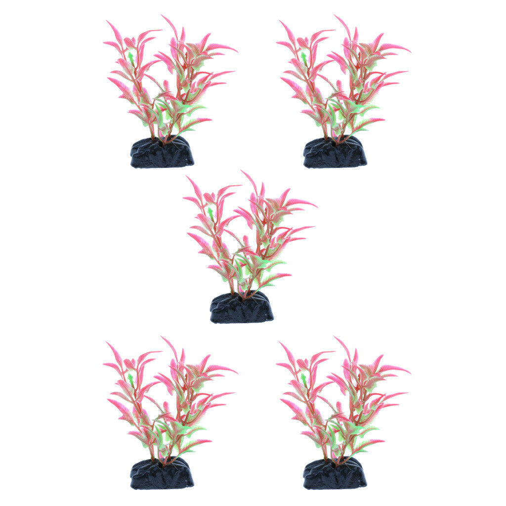 5pcs Artificial Plants for Aquarium Decorations Aquatic Plants Plastic Red