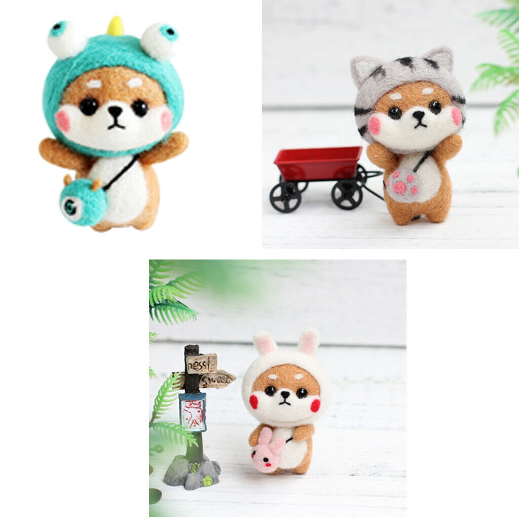 3pcs   Lovely   Animal      Felting   Kit   with   Basic