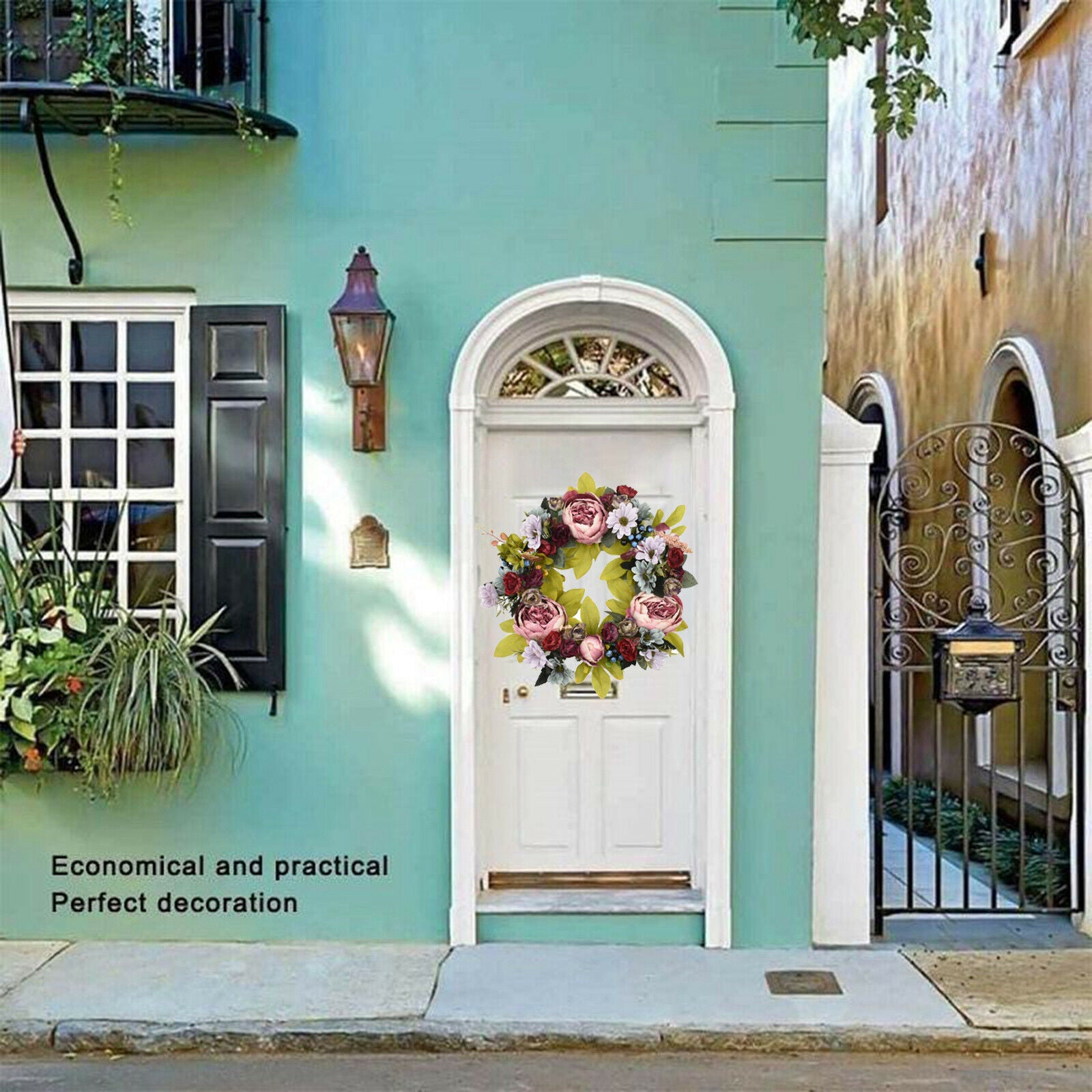 Artificial Flower Wreath 16inch Wreath for Festival Front Door Farmhouse