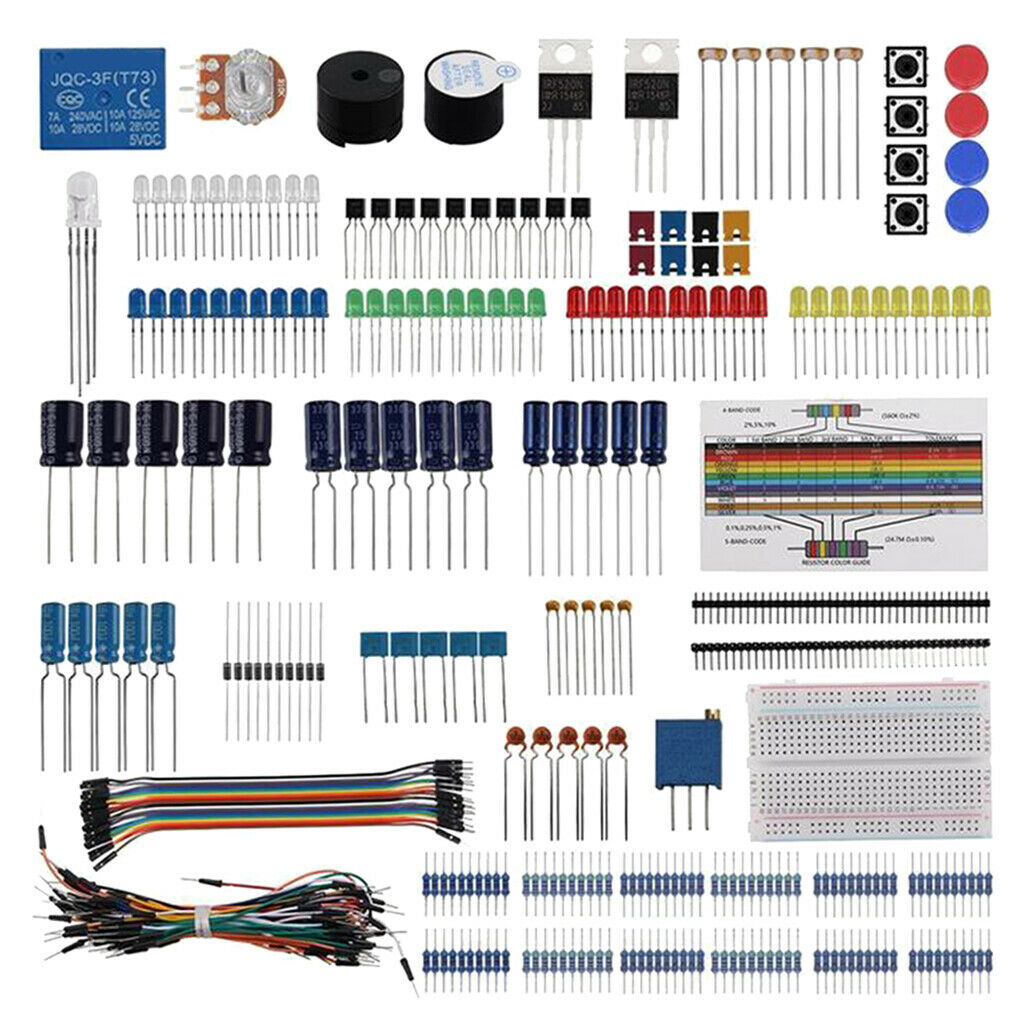 Electronics Component Basic Starter Kit with 400 tie-points Breadboard Cable