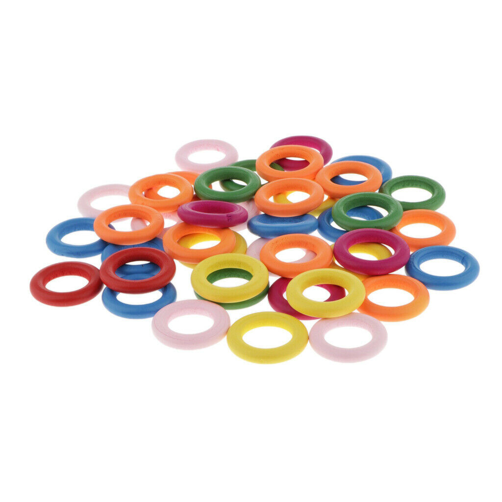 40x Round Mini Wooden Rings Circle Beads â€“Bracelets /Necklace /Earrings DIY