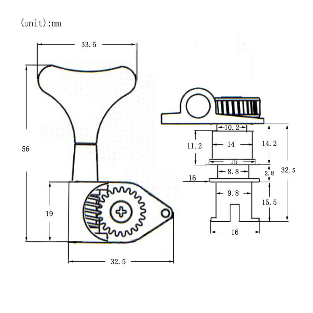 Pack of 4 Electric Bass Machine Tuning Pegs Heads Key Knobs Alloy Parts Kit