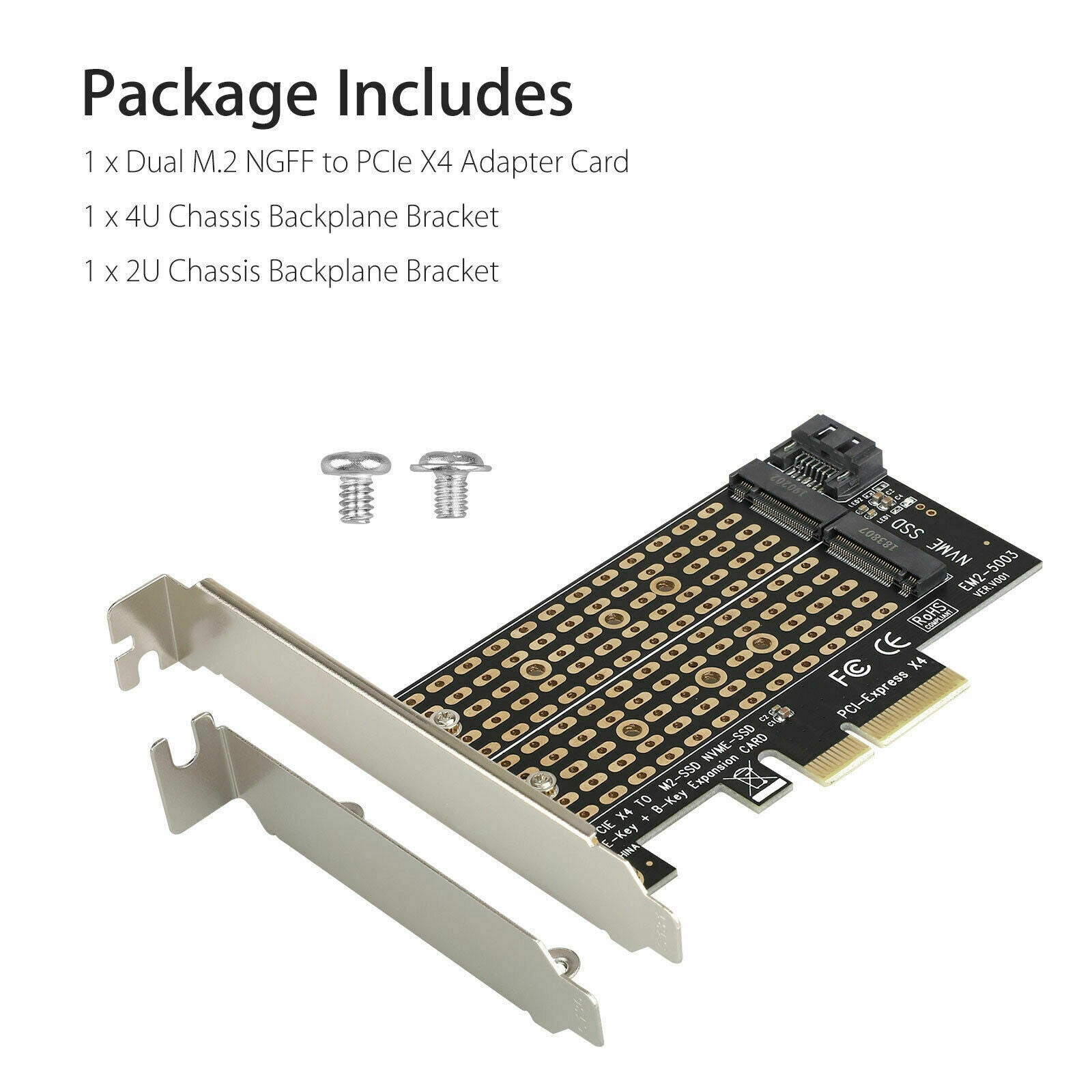M.2 NGFF to Desktop PCIe x4 x8 x16 NVMe Dual SSD SATA PCI Express Adapter Card