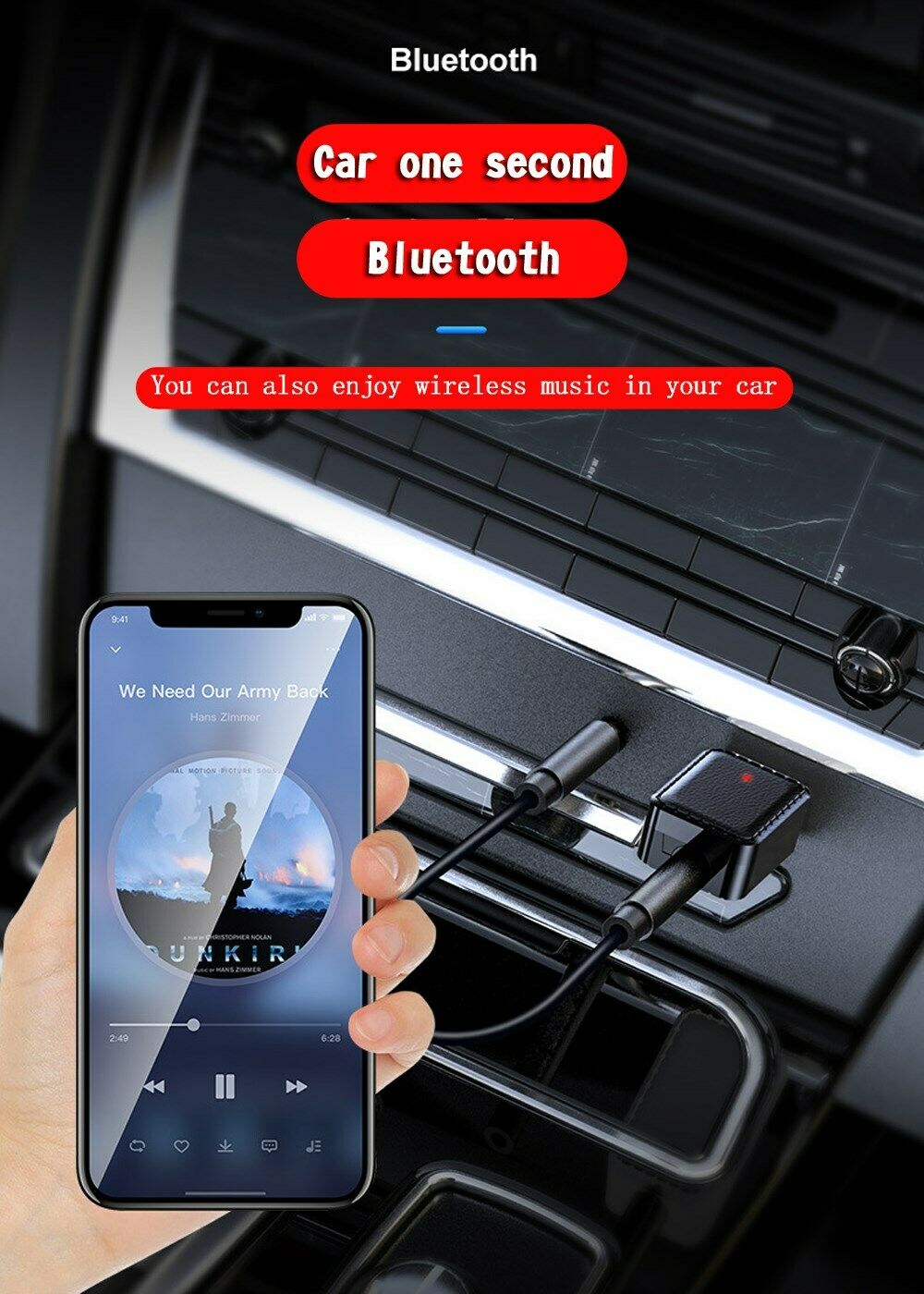 Wireless 3.5mm AUX To USB Bluetooth 5.0 Audio Stereo Car Music Receiver Adapter
