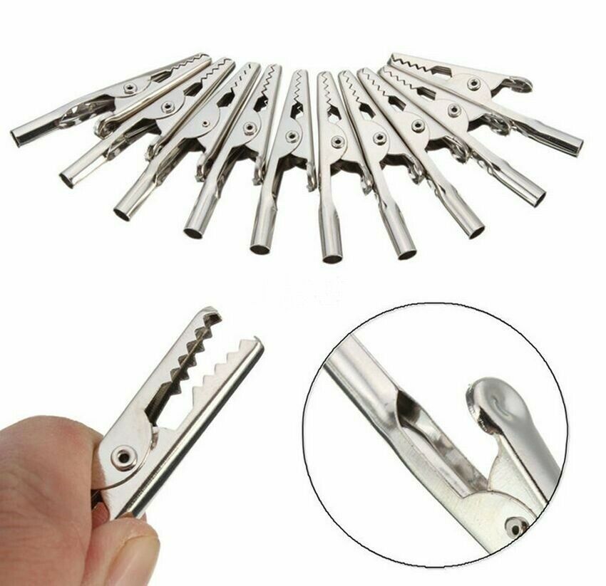 20Pcs Single Prong Alligator Clips With Teeth Aligator Stainless Steel Clip Test