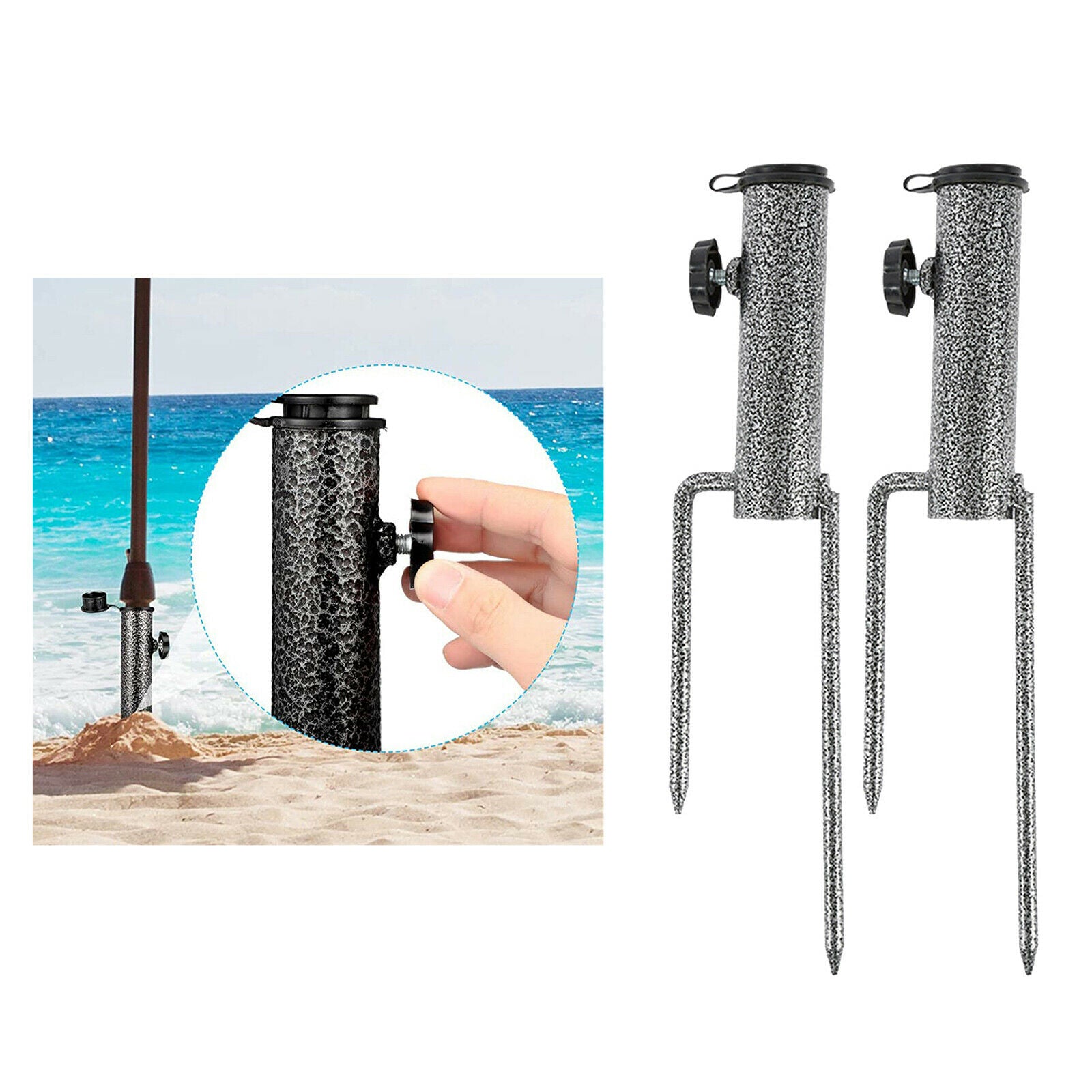 Set of 2 Beach Patio Umbrella Metal Anchor Base 32cm Length Durable