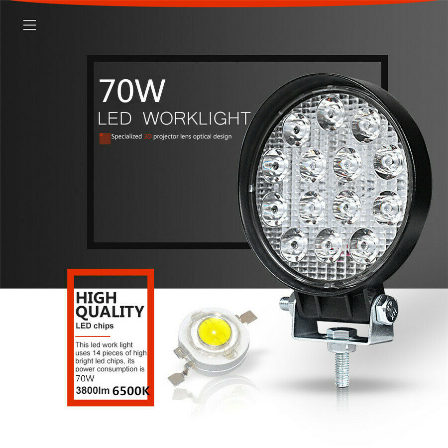 Pair 4.5" 70W Off-Road LED Work Light Spotlight Truck Driving Fog Lamp For Jeep