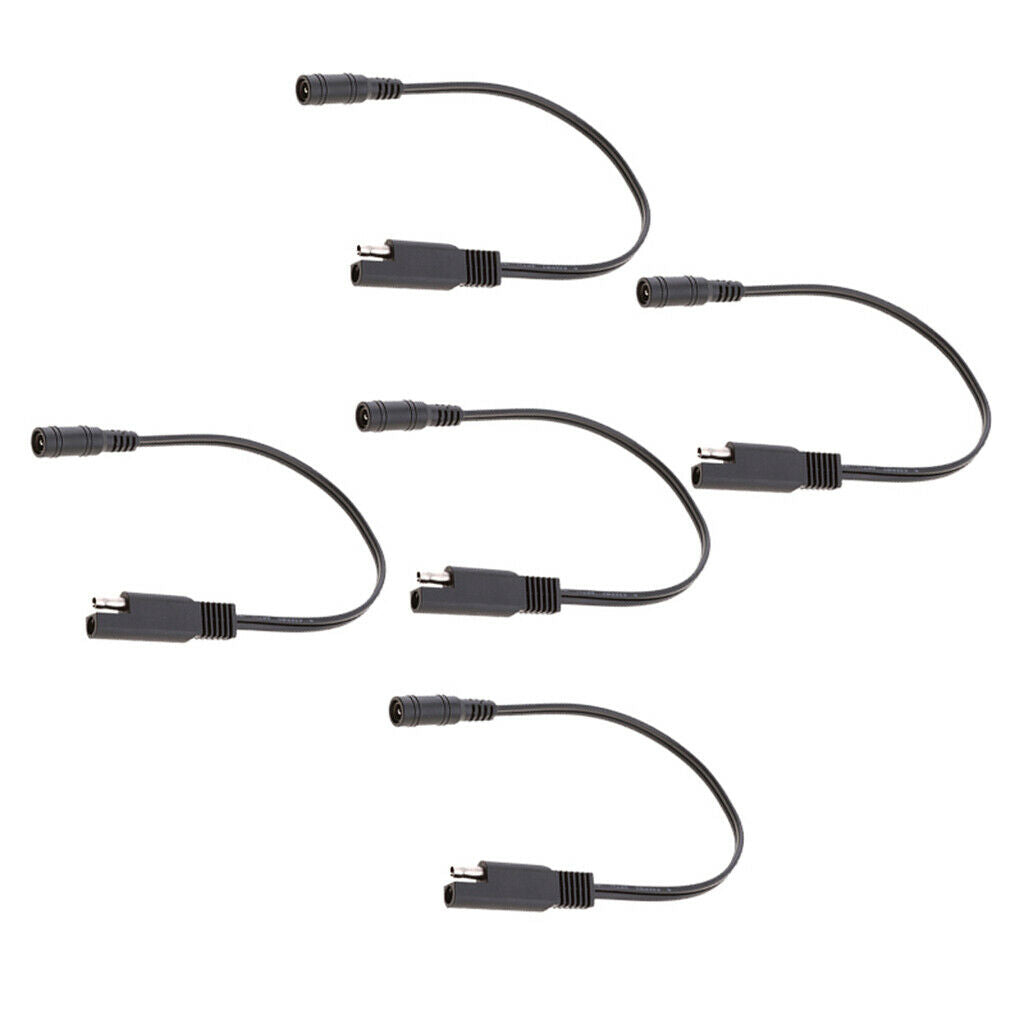 5Pieces 10inch SAE to Coax Female Adapter Cable, SAE to DC Coax Motorcycle Heat