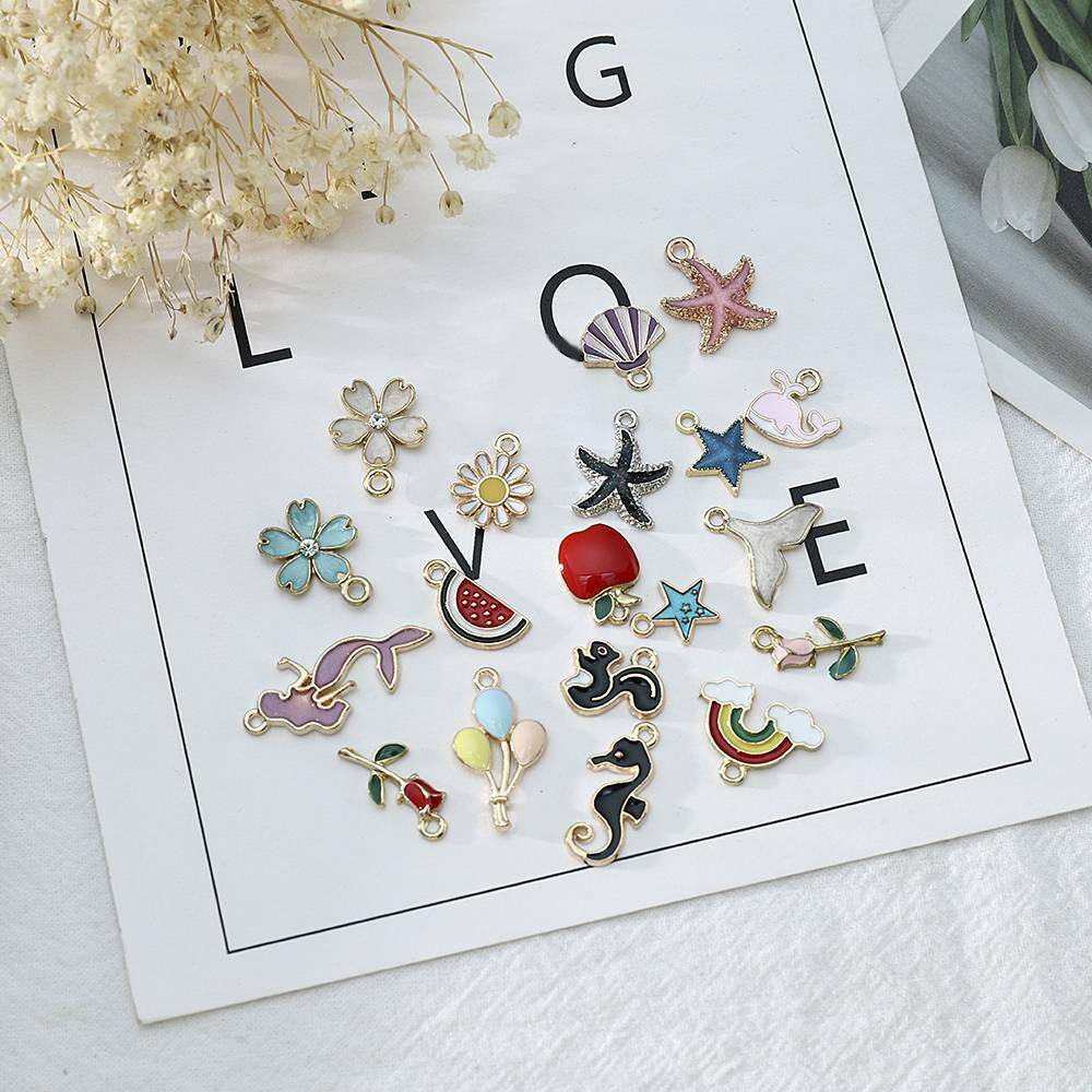 20Pcs/lot Enamel Mixed Random Alloy Pendant Charm Jewelry DIY Accessories Set US