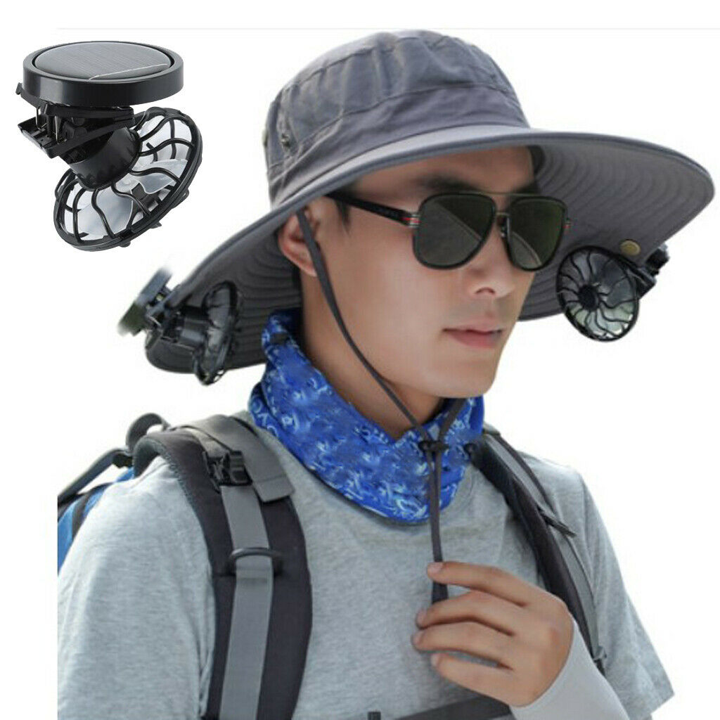 2Pcs Clip-on   Mini Solar Fan for Indoor Outdoor Portable Air Cooling Fan