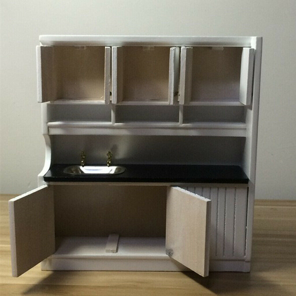 Luxury Wood Wood Miniatures Cabinet White Cupboard Ornaments Room Accs