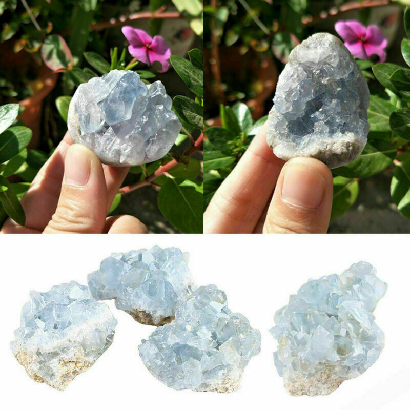 Natural Raw Blue Celestite Lazuli Crystal Quartz Cluster Geode Specimen Stone