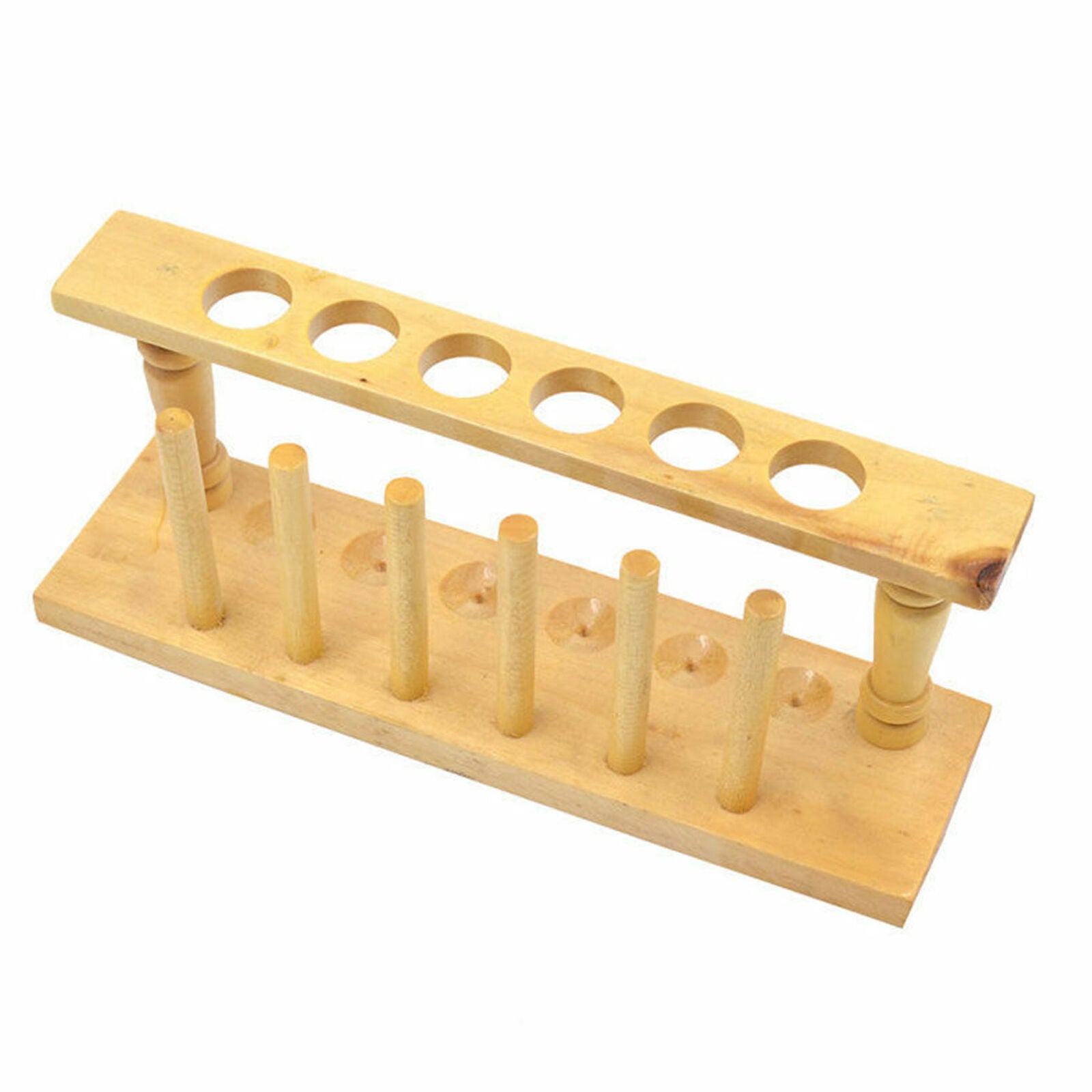 6 Holes 20mm Wooden Lab Test Tube Rack Holder Laboratory for Burette Stand