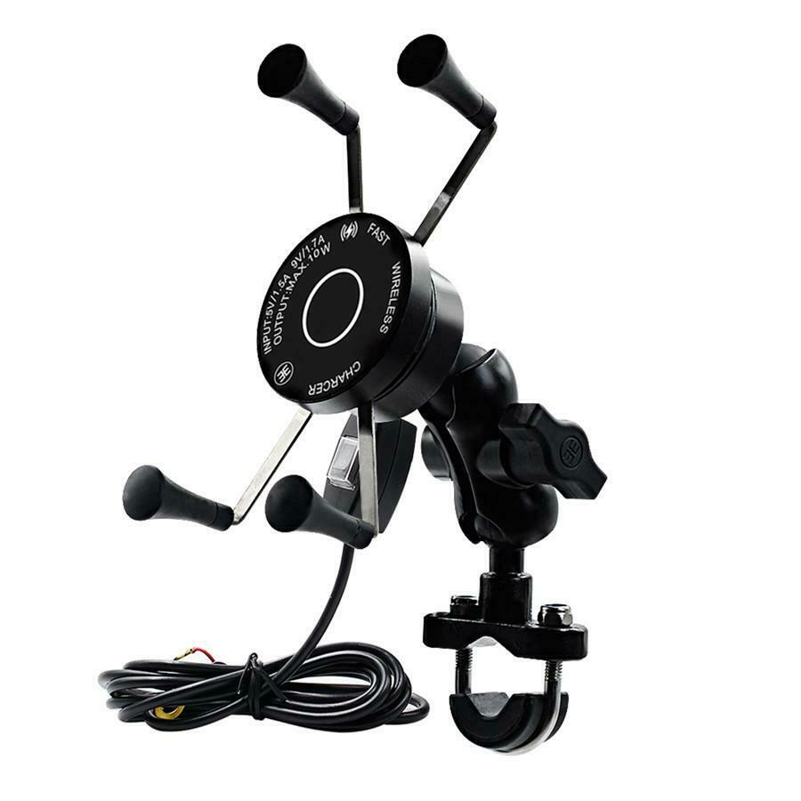 2in1 Wired & Wireless Cell Phone USB 3.0 Fast Charger For Motorcycle Scooter ATV