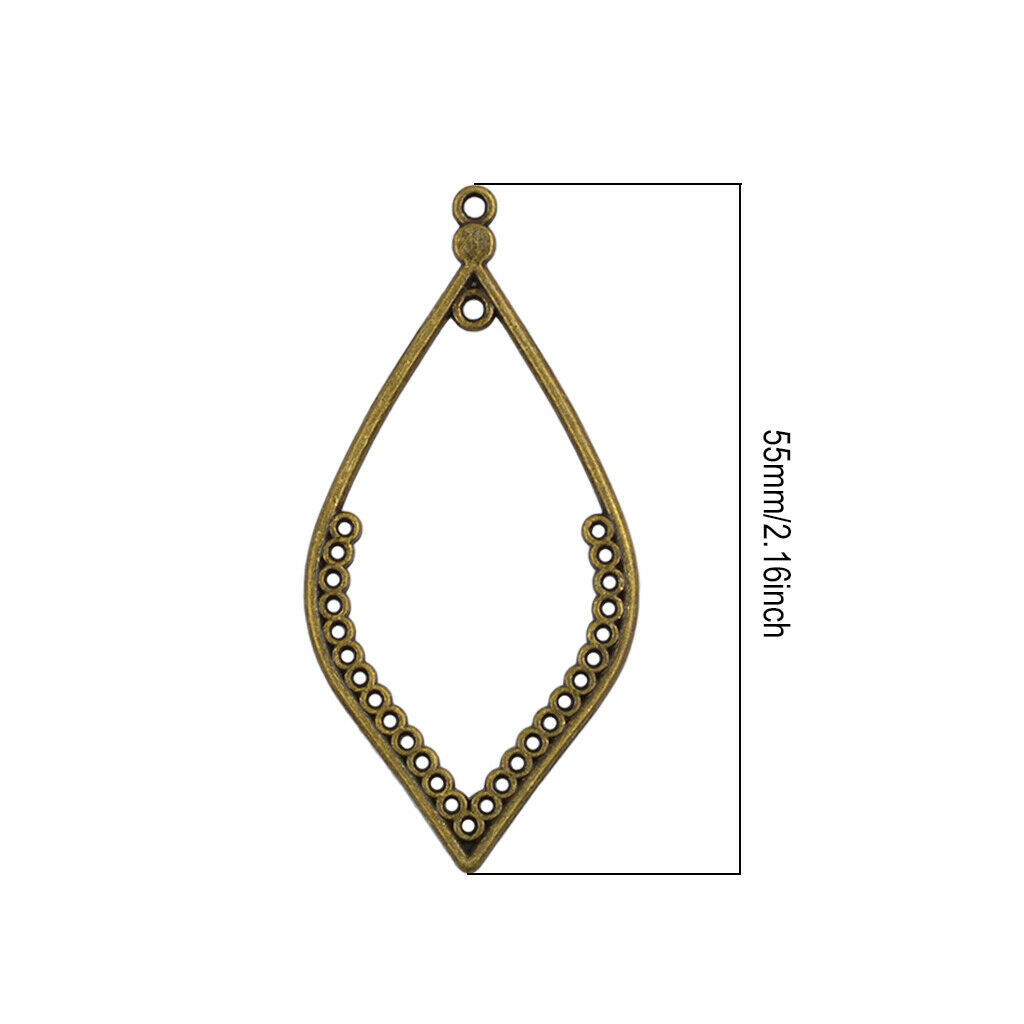 24Pcs Retro WaterDrop Leaf Hollow Charms Pendant Jewellery Supplies